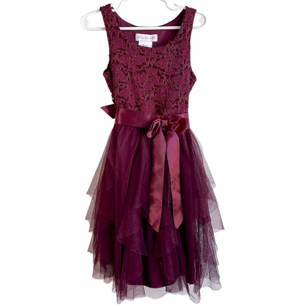 Bonnie Jean Burgundy Lace Dress